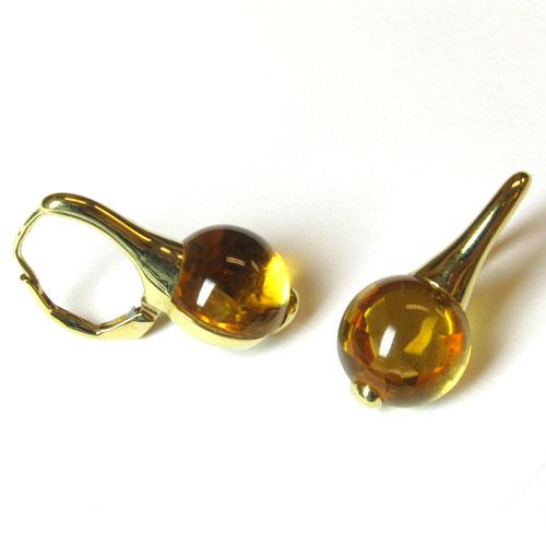 18k Yellow Gold 1'' Citrine & Diamond Earrings