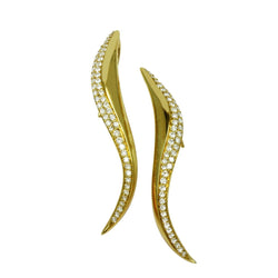18k Gold 2 1/8'' Swish Dagger Diamond Earrings