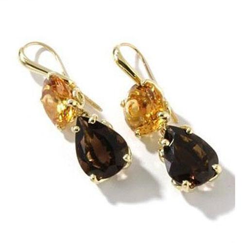 18k Gold 1 5/8'' Multi Gem Camelot Earrings