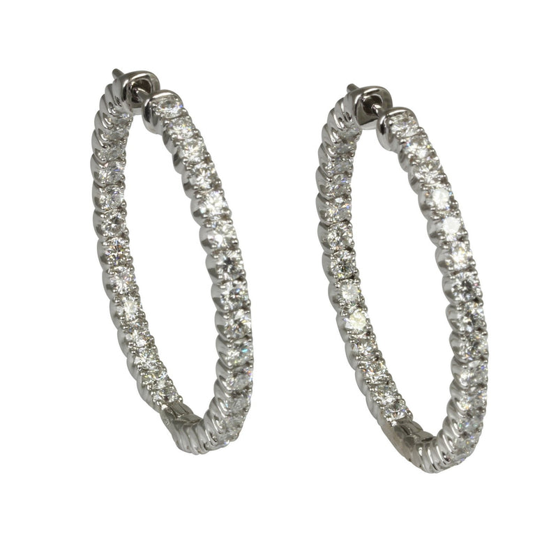 14k Gold 1 3/8'' Diamond Hoop Earrings