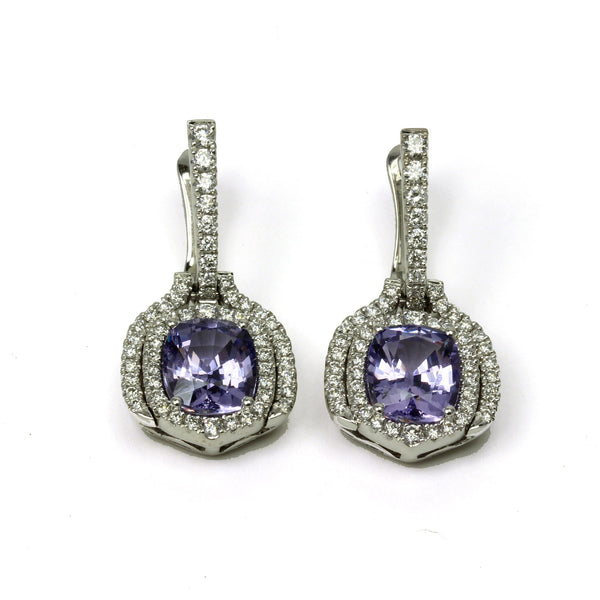 18k Gold Lavender Spinel & Vs Diamond Earrings