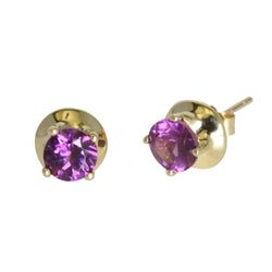 14k Gold Purple Garnet Stud Earrings
