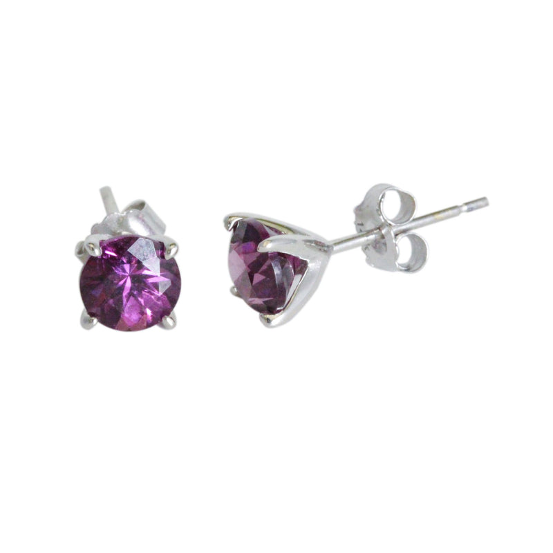 14k Gold 5mm Round Purple Garnet Stud Earrings