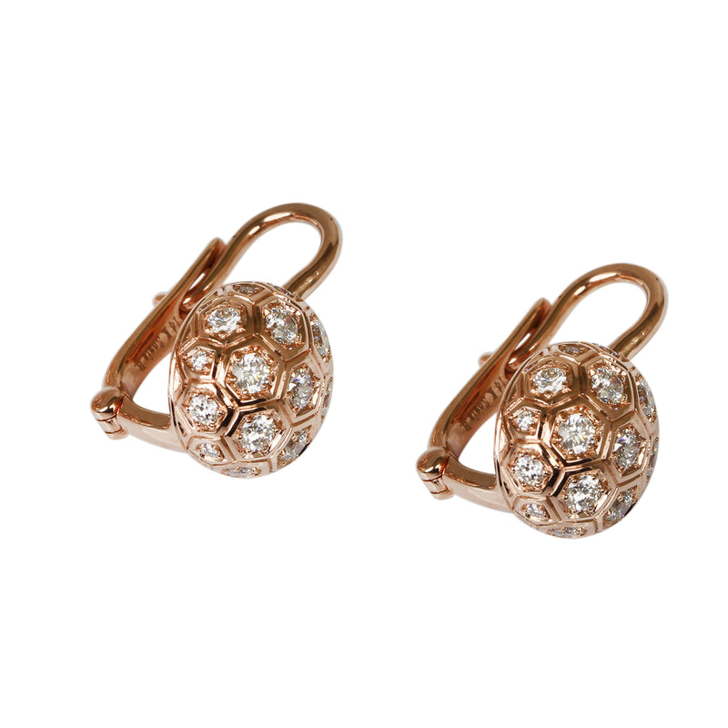 14k Gold Diamond Hexagonal Half Ball Earrings
