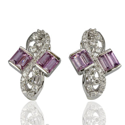 14k Gold Lavender Sapphire & Diamond Earrings