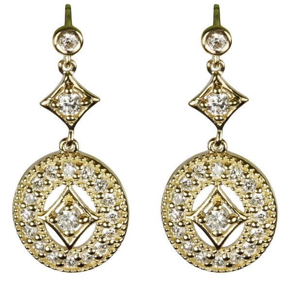 14k Gold Diamond Embellished Earrings