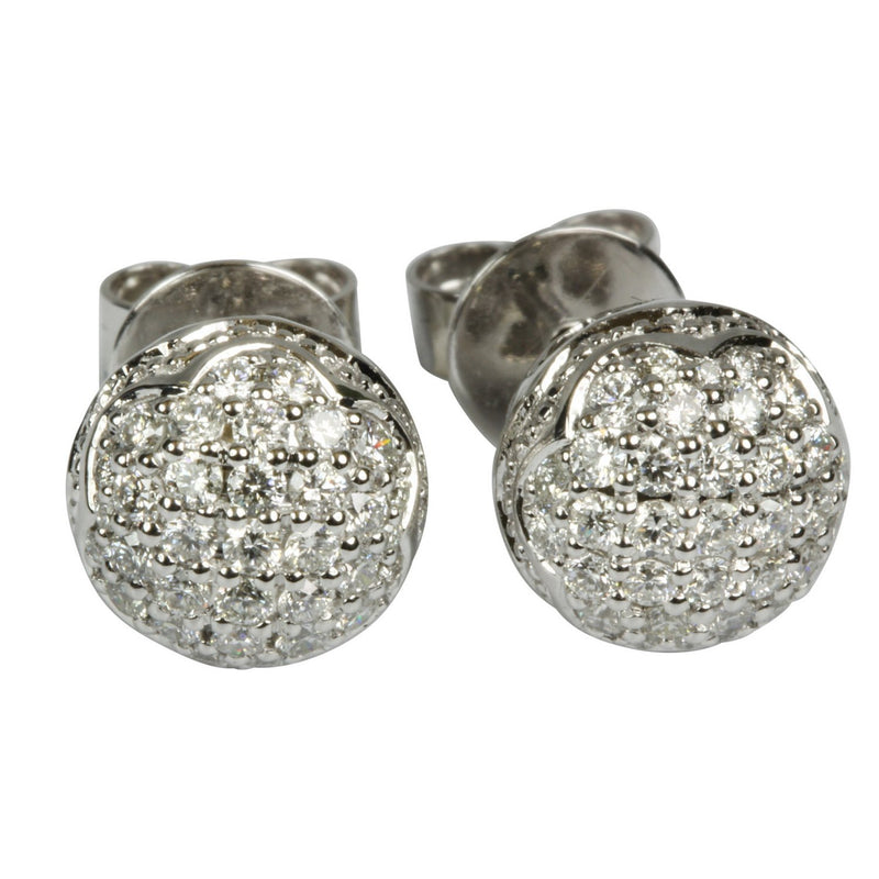14k Gold Pave Diamond Stud Earrings