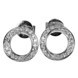 14k Gold Diamond Circle Earrings