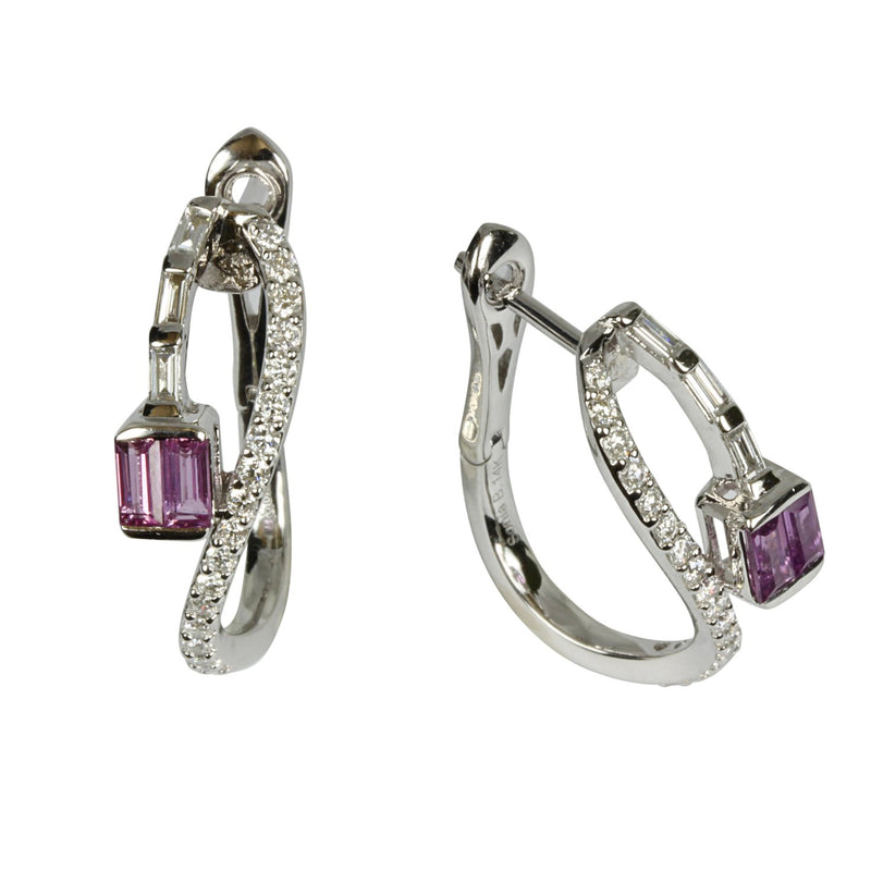 14k Gold Lavender Sapphire & Diamond Earrings