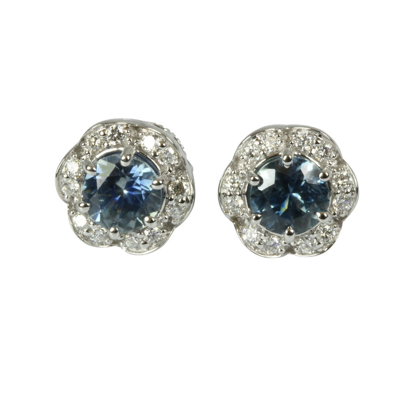 14k Gold Montana Blue Sapphire & Diamond Earrings