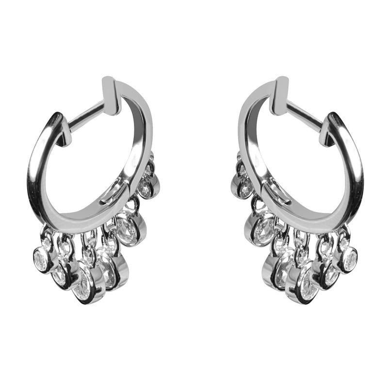 14k Gold Rose Cut Diamond Dangle Hoop Earrings