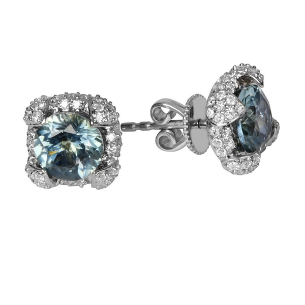 14k Gold Montana Blue Sapphire & Diamond Earrings