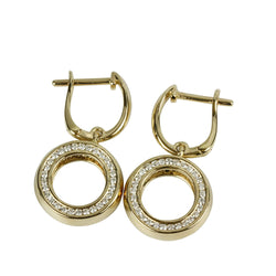 14k Gold Diamond Circle Dangle Earrings