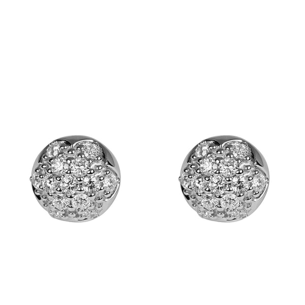14k Gold Pave Diamond Stud Earrings