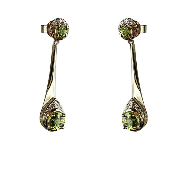 14k Gold Peridot & Diamond Drop Earrings