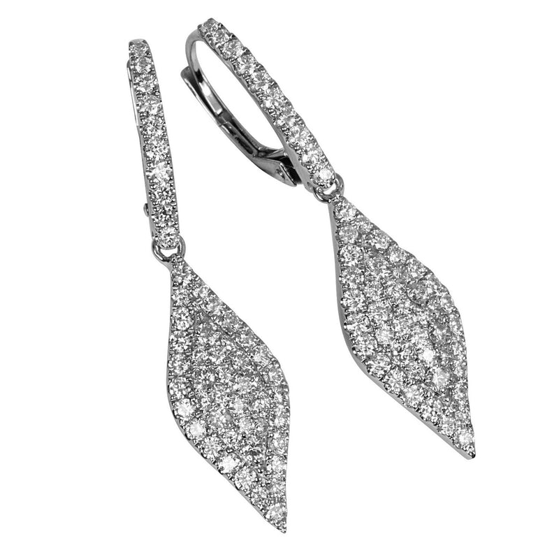 14k Gold Diamond Encrusted Marquise Drop Earrings