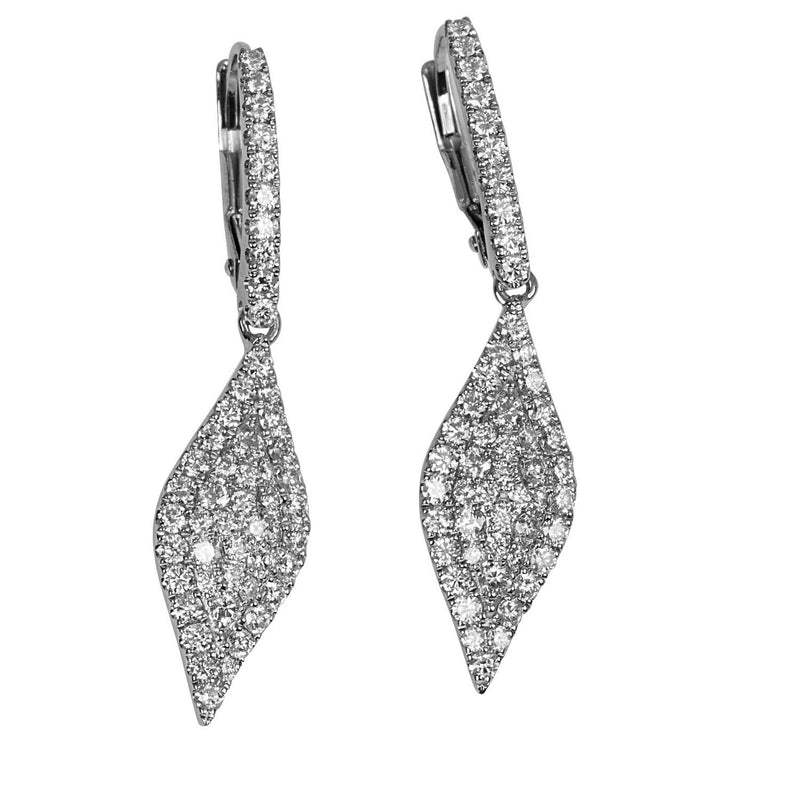 14k Gold Diamond Encrusted Marquise Drop Earrings
