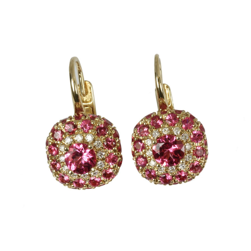 14k Gold Pink Sapphire & Diamond Earrings