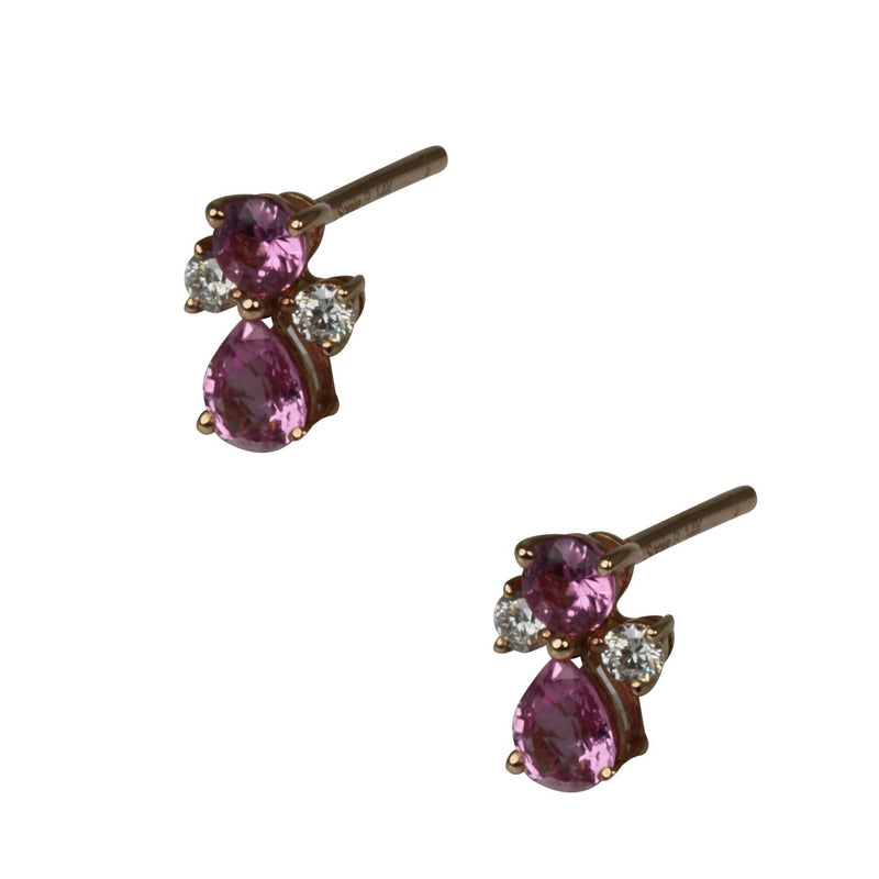 14k Gold Pink Sapphire & Diamond Angel Earrings