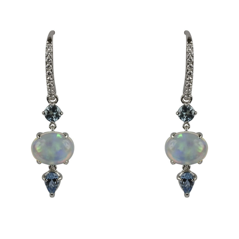14k Gold Opal & Aquamarine Earrings