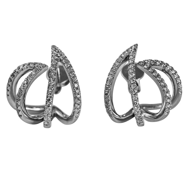 14k Gold Small Diamond Twist Hoop Earrings