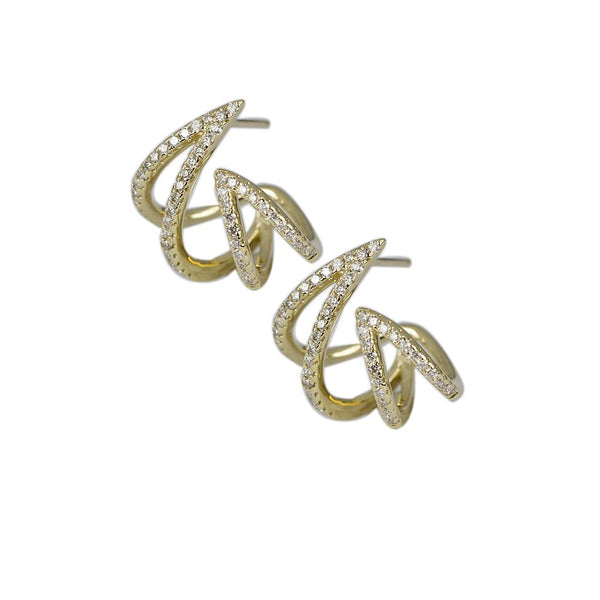 14k Gold Small Diamond Twist Hoop Earrings