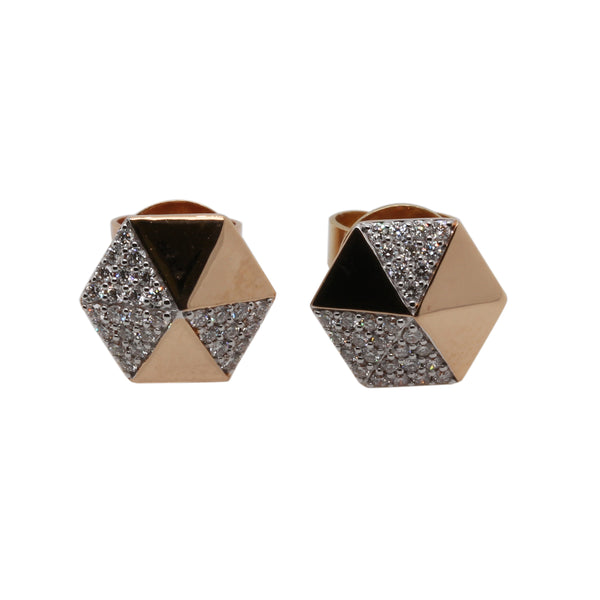 14k Gold Gemoetric Diamond Stud Earrings