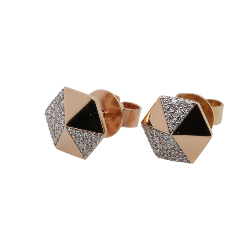 14k Gold Gemoetric Diamond Stud Earrings