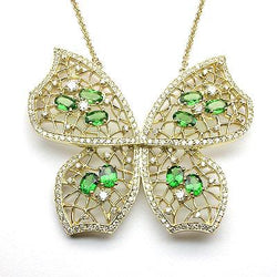 14k Gold Tsavorite & Diamond Butterfly 16'' Necklace