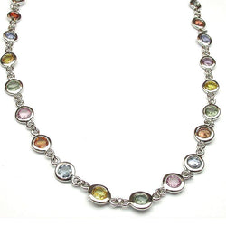 14k White Gold 17'' Multi-color Rose Cut Sapphire Necklace