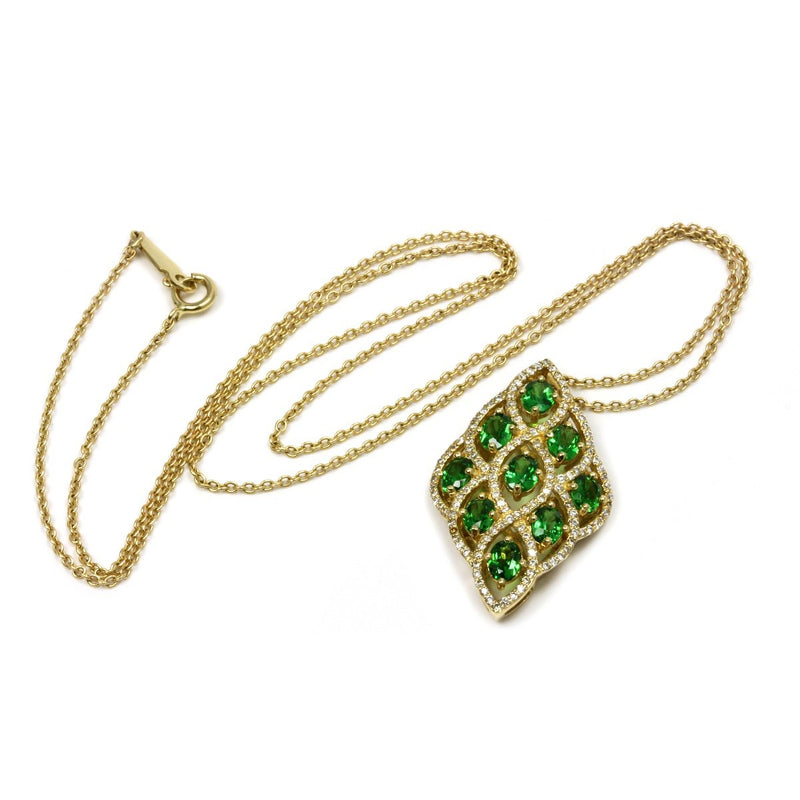 14k Gold Tsavorite & Diamond Pendant Necklace
