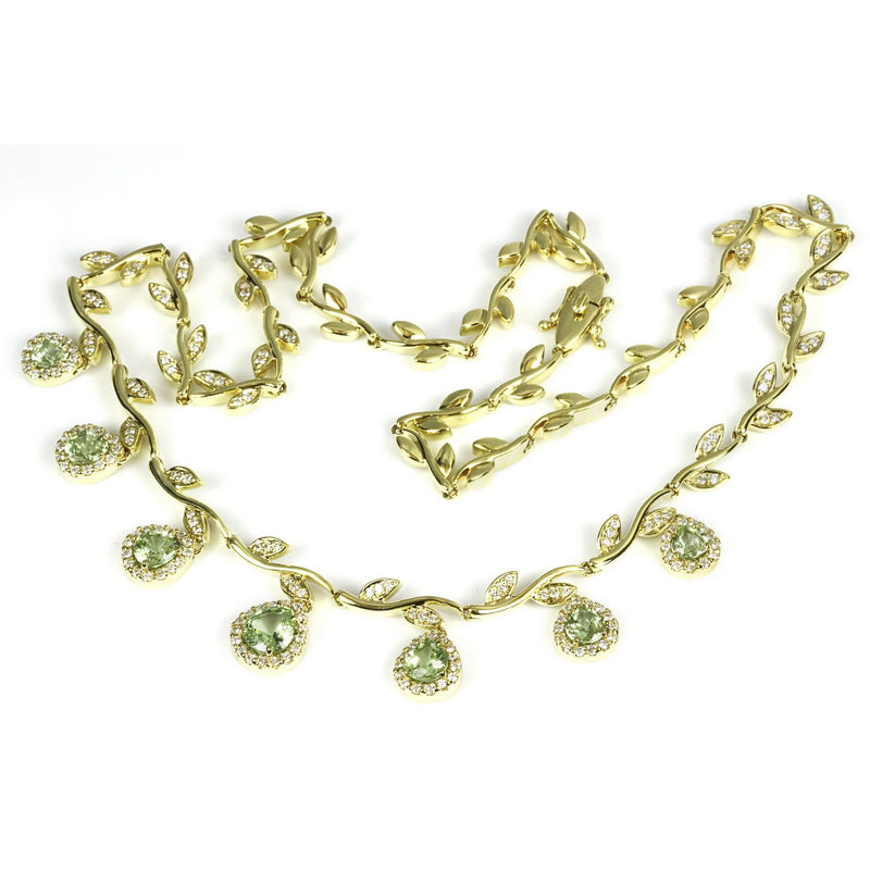 18k Gold Tsavorite Necklace & Vs Diamond Necklace