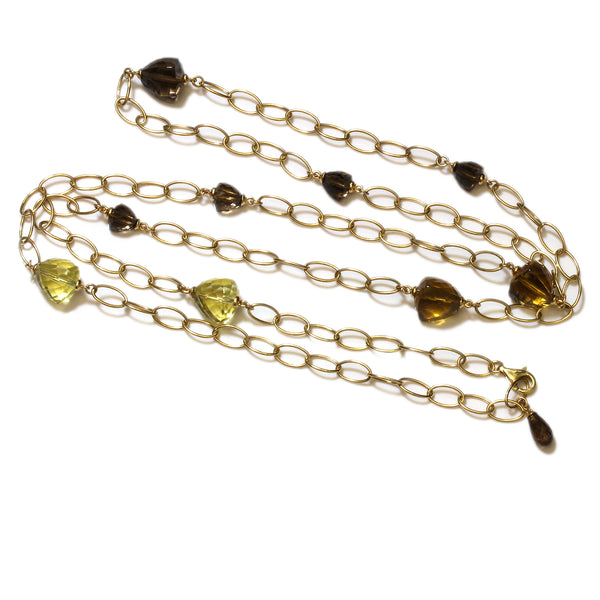 14k Gold 43'' Multi Quartz Link Necklace