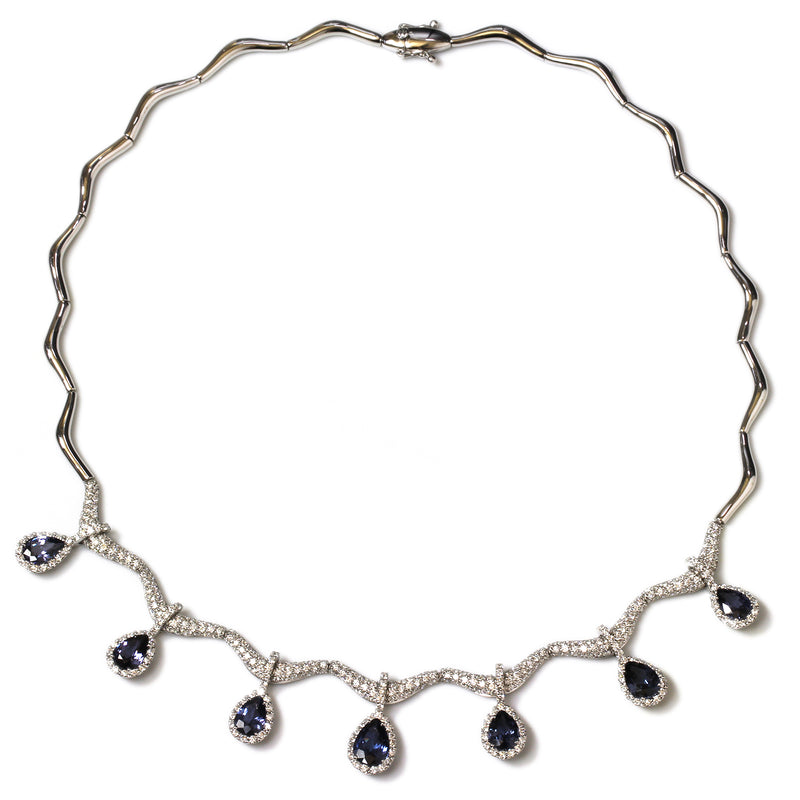 18k Gold 17'' Spinel & VS Diamond Necklace