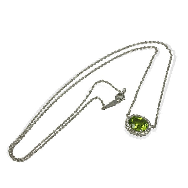 14k Gold Peridot Oval Basket Pendant Necklace