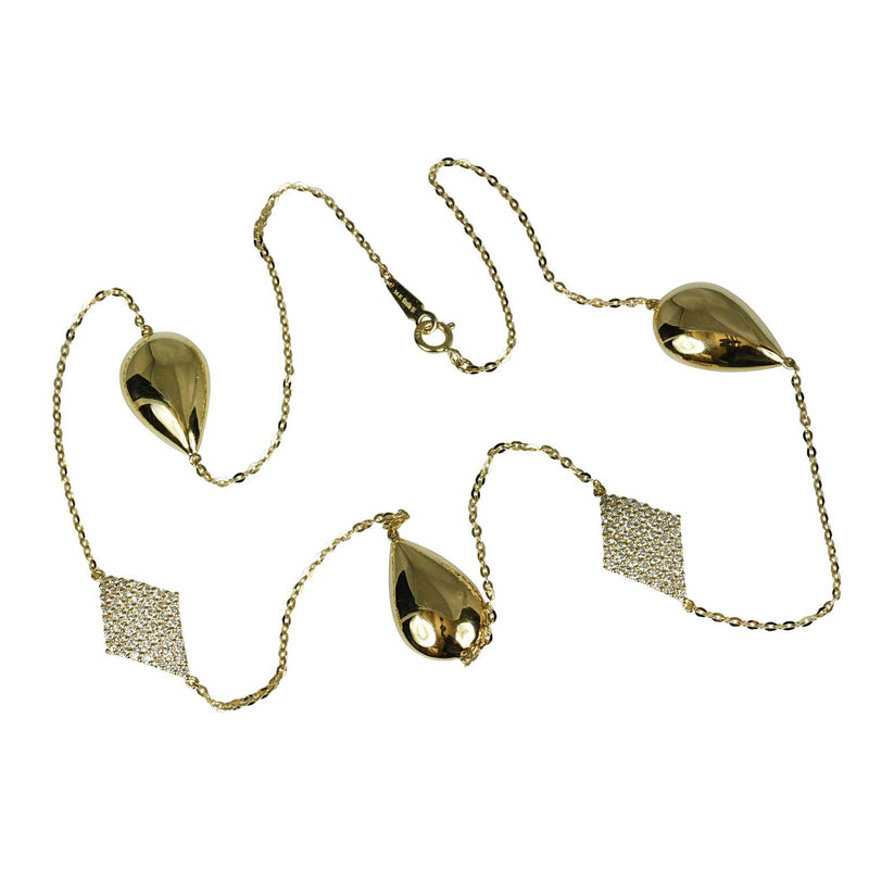 14k Gold Kite & Pear Shape Diamond Necklace