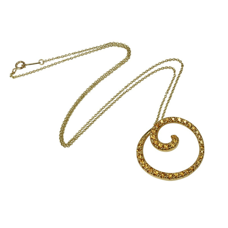 14k Gold Abstract Swirl Spessartite Pendant Necklace