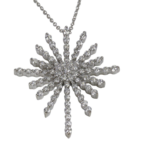 18k Gold Diamond Firework Pendant Necklace