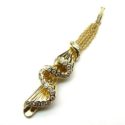 14k Yellow Gold 2 1/4'' Diamond Pendant Necklace