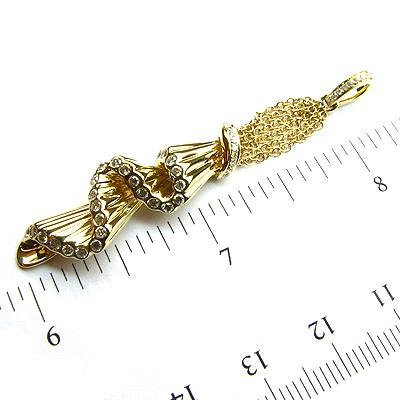 14k Yellow Gold 2 1/4'' Diamond Pendant Necklace