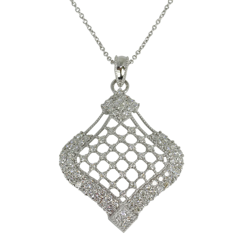 14k Gold & Diamond Filigree Pendant Necklace