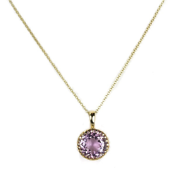 14k Gold & Pink Amethyst Pendant Necklace