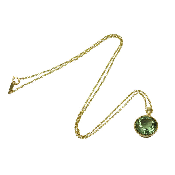 14k Gold Prasiolite Pendant Necklace