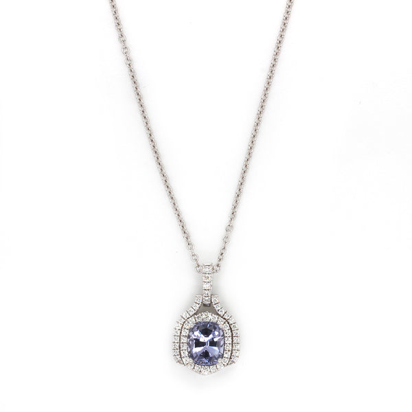 18k Gold Lavender Spinel & VS Diamond Pendant Necklace