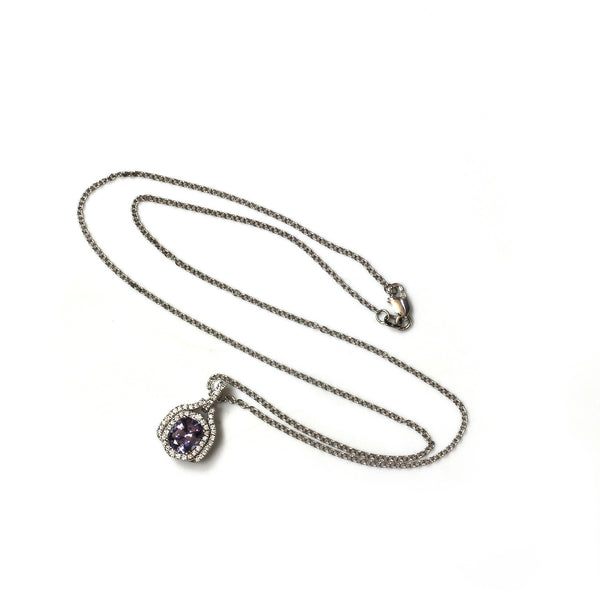 18k Gold Lavender Spinel & VS Diamond Pendant Necklace