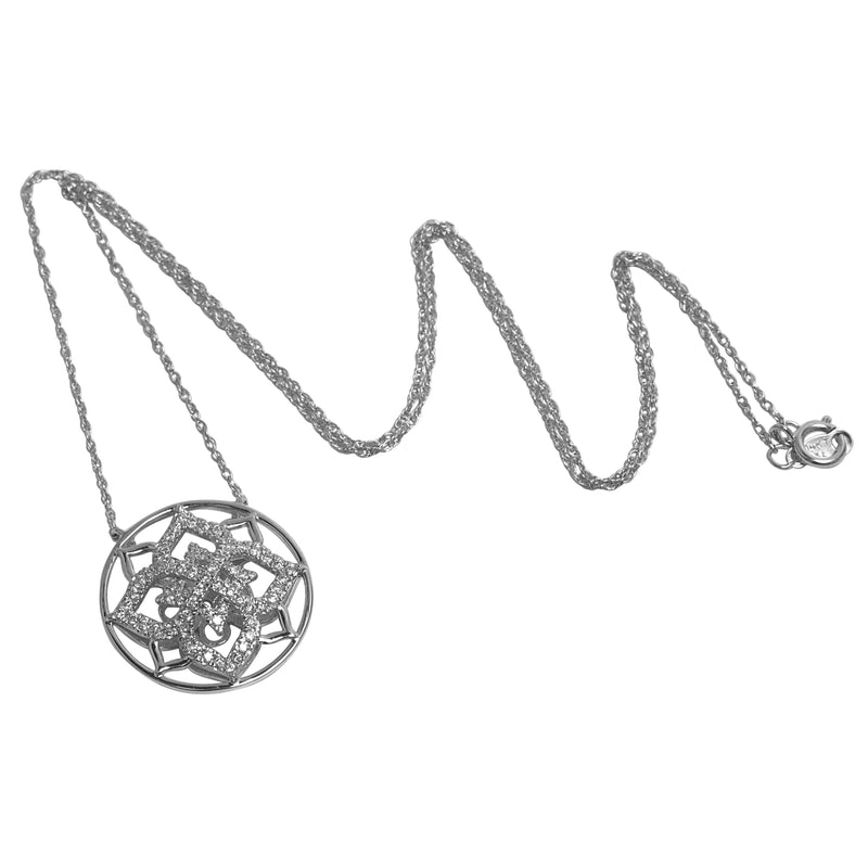 14k Gold Diamond Moorish Design Pendant Necklace