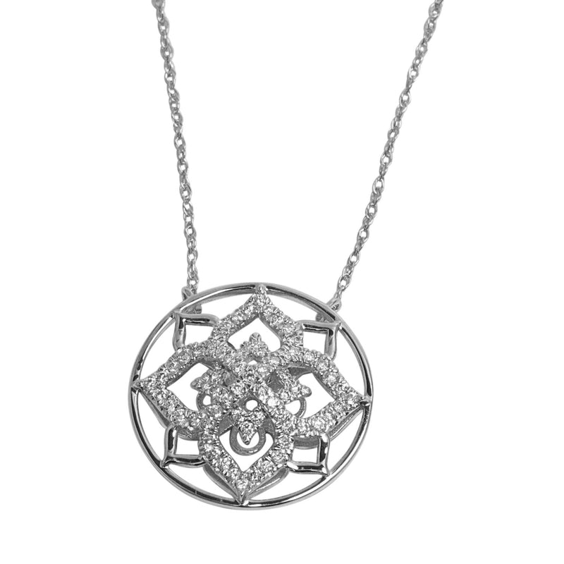 14k Gold Diamond Moorish Design Pendant Necklace