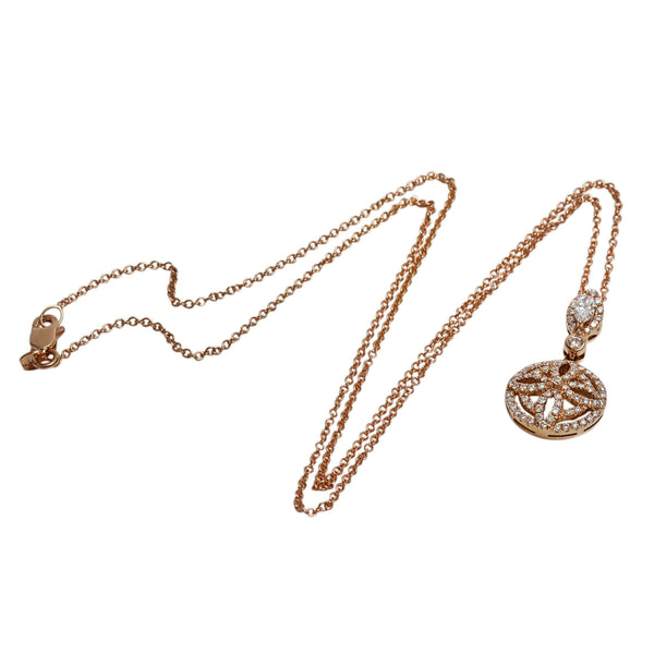 18k Gold & Diamond Filigree Floral Pendant Necklace