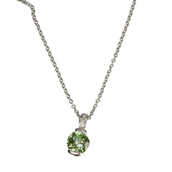 14k Gold Round Mint Garnet & Diamond Pendant Necklace