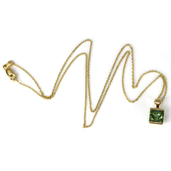 14k Gold Green Tourmaline Pendant Necklace